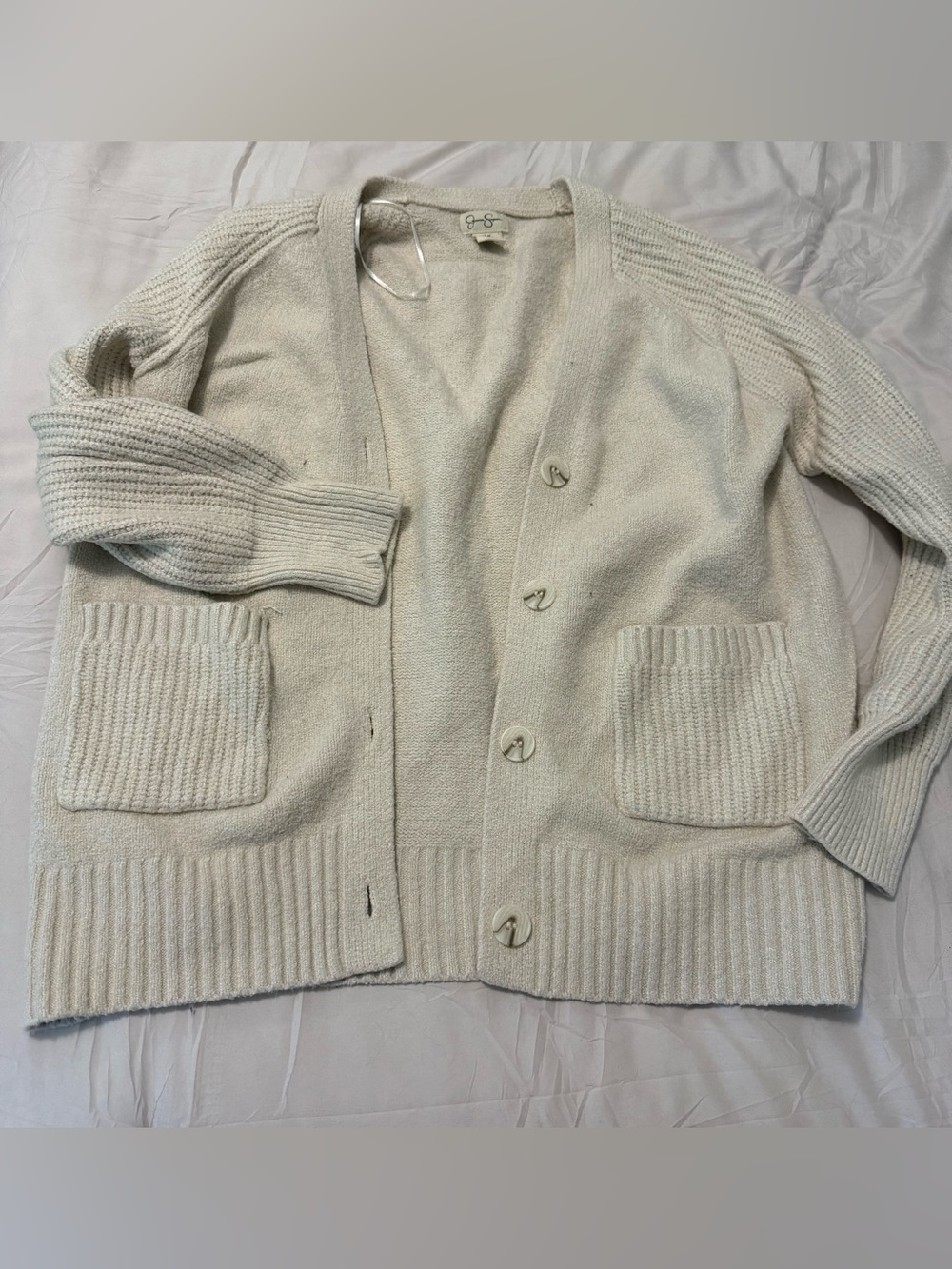 Jessica Simpson Cream Button-Front Women's Cardigan Sweater